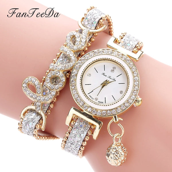 Rhinestone-detail Bracelet Watch