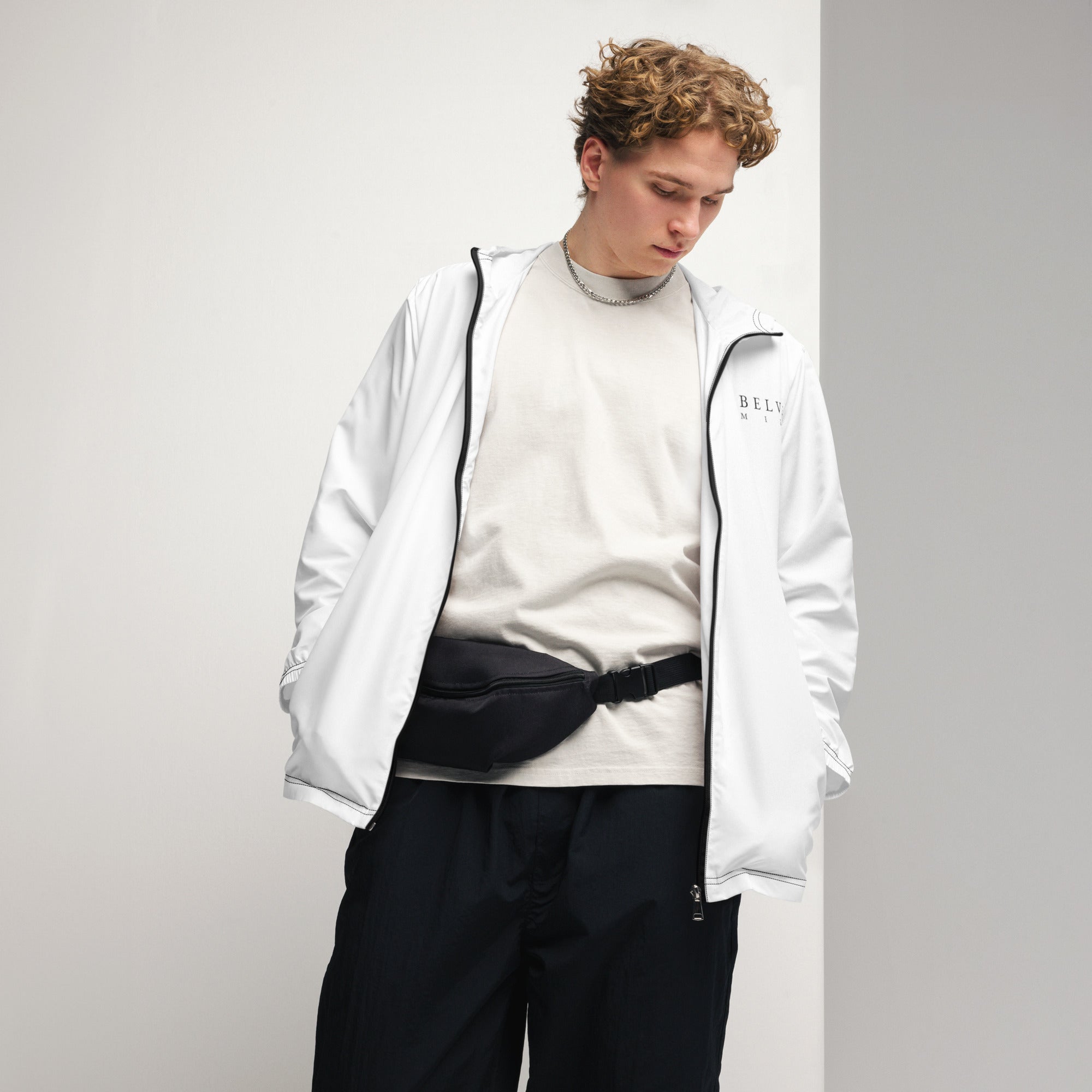 Black/White Men’s windbreaker - BELVANO Milan