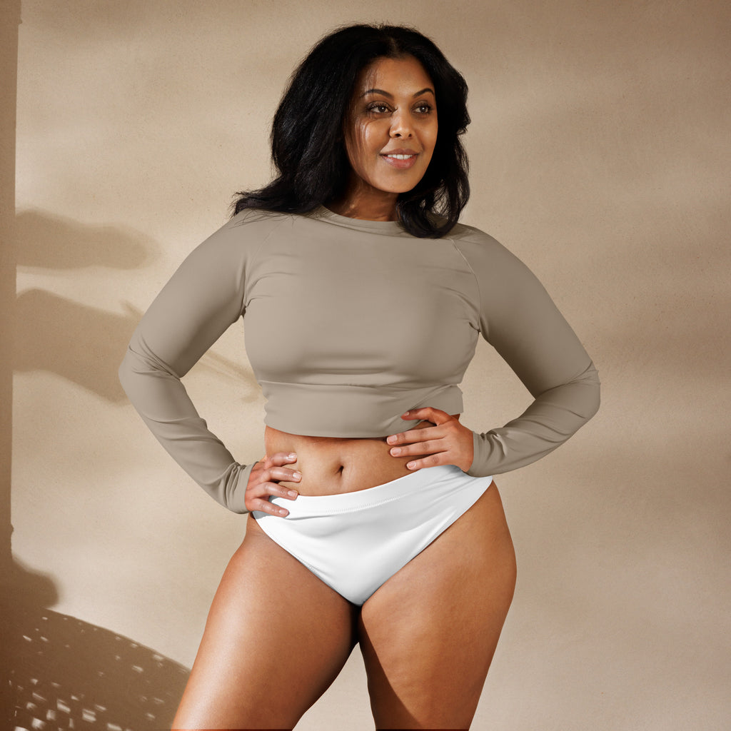 White Recycled high-waisted bikini bottom - BELVANO Milan