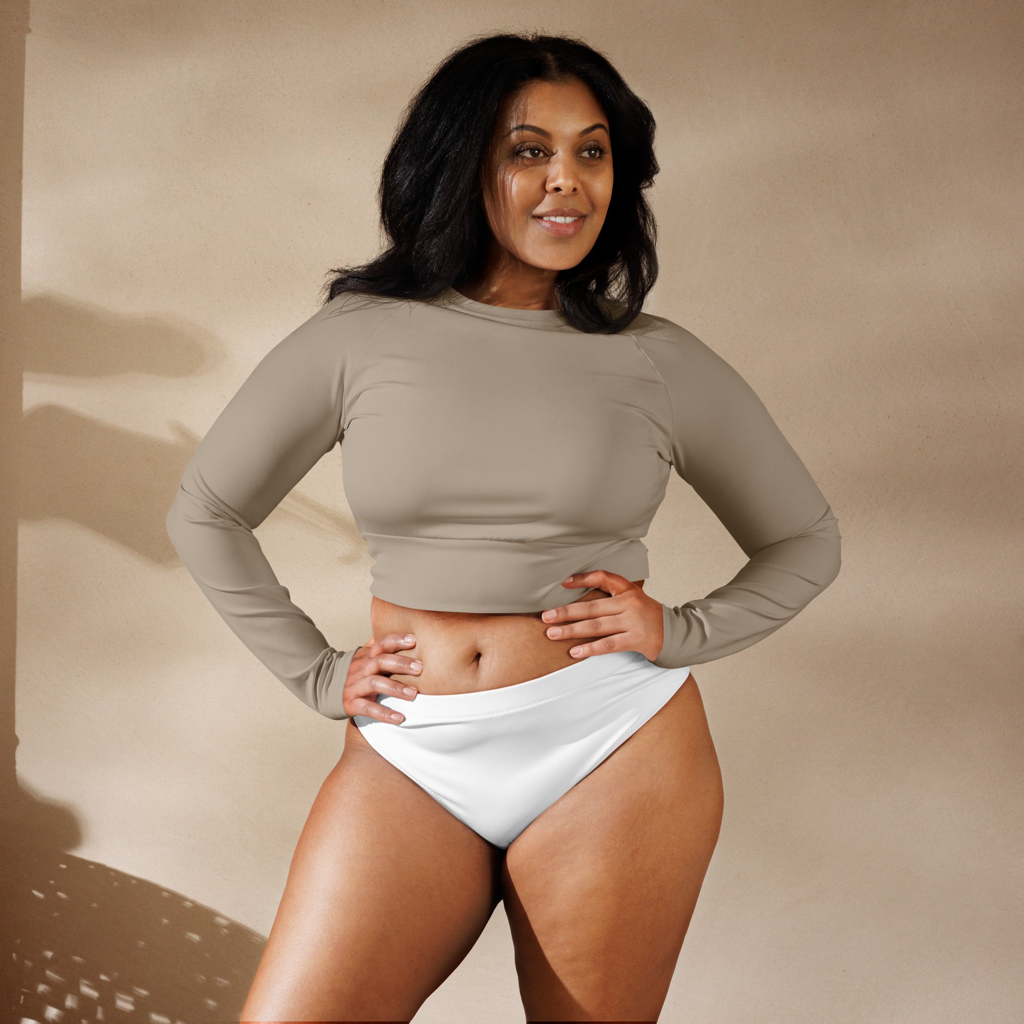 White Recycled high-waisted bikini bottom - BELVANO Milan