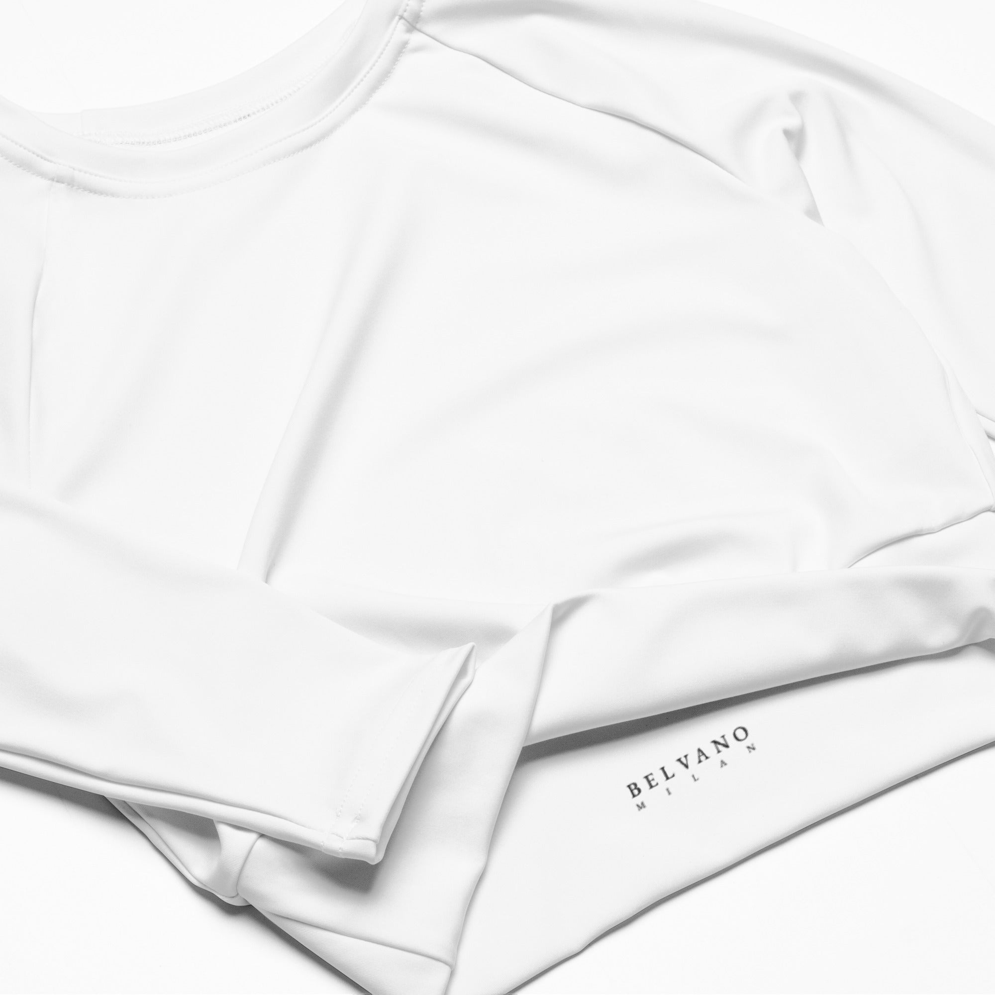 White Recycled long-sleeve crop top - BELVANO Milan