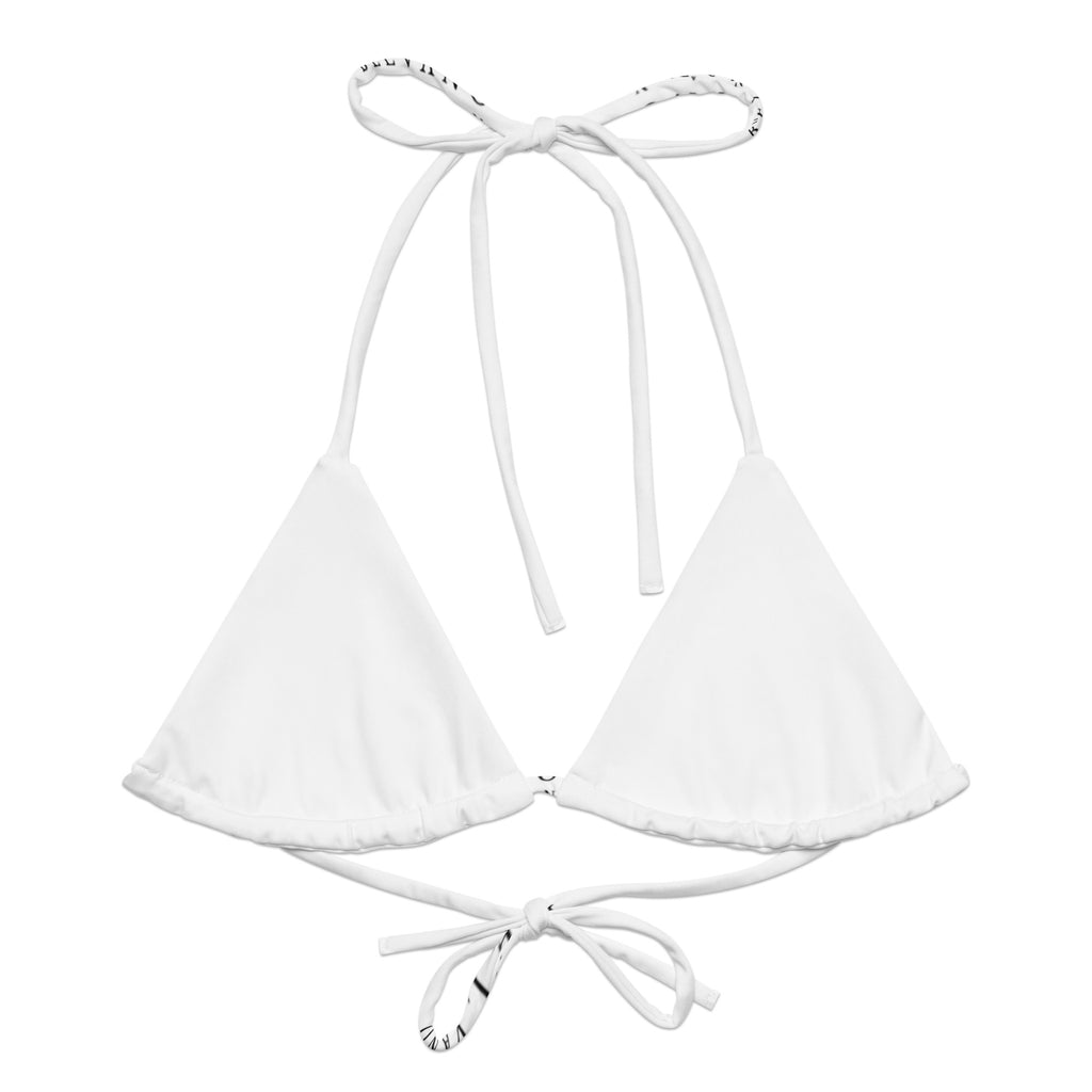 White All-over print recycled string bikini top - BELVANO Milan