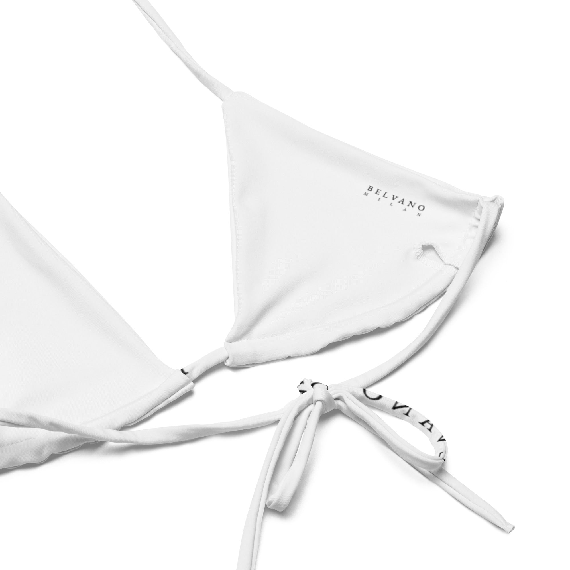 White All-over print recycled string bikini top - BELVANO Milan