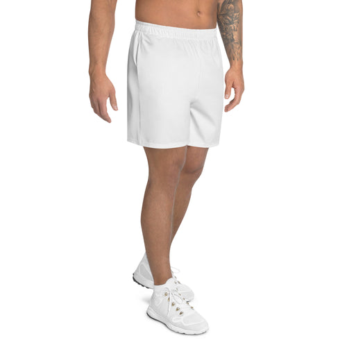 White All-Over Print Unisex Athletic Long Shorts - BELVANO Milan