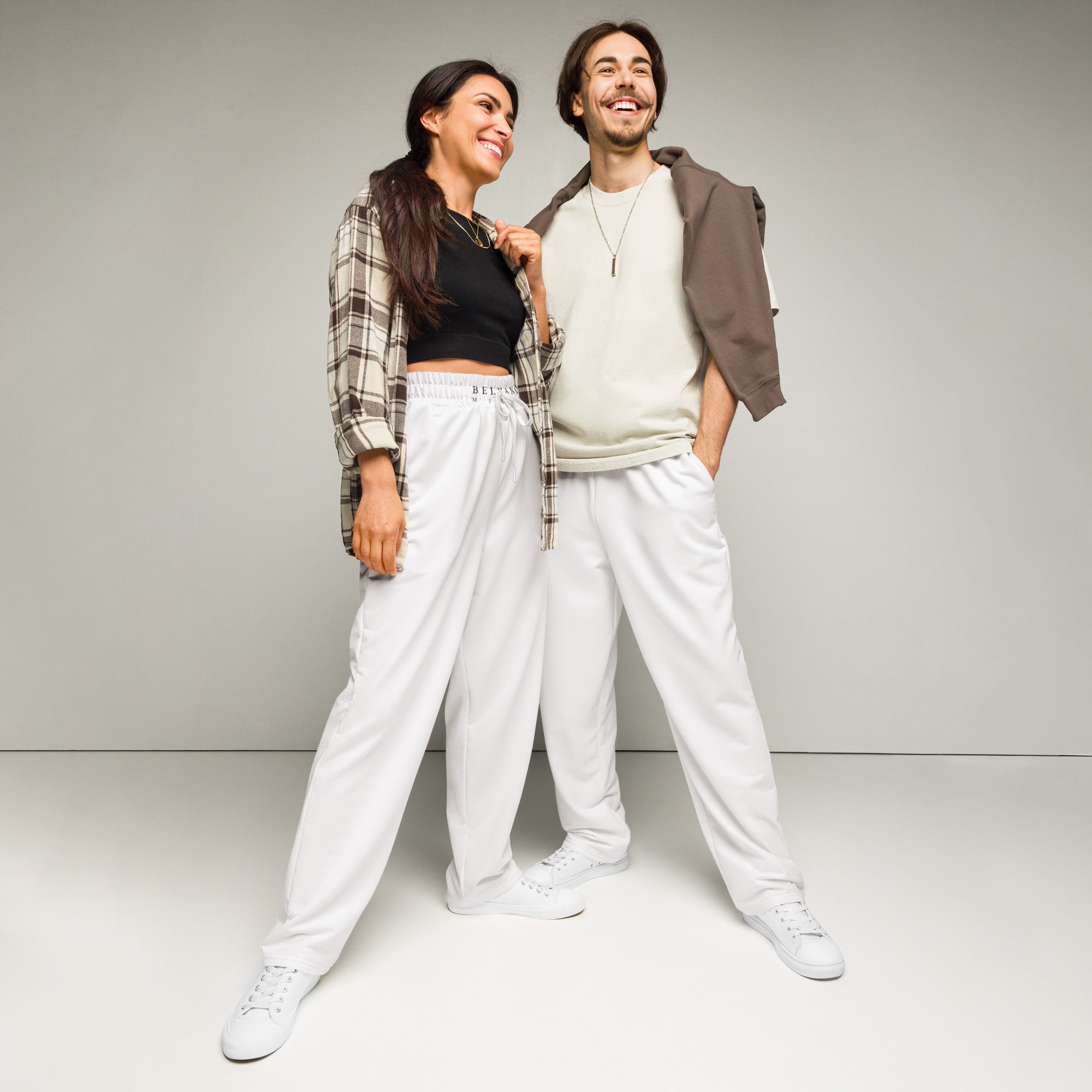 White Wide-leg joggers - BELVANO Milan