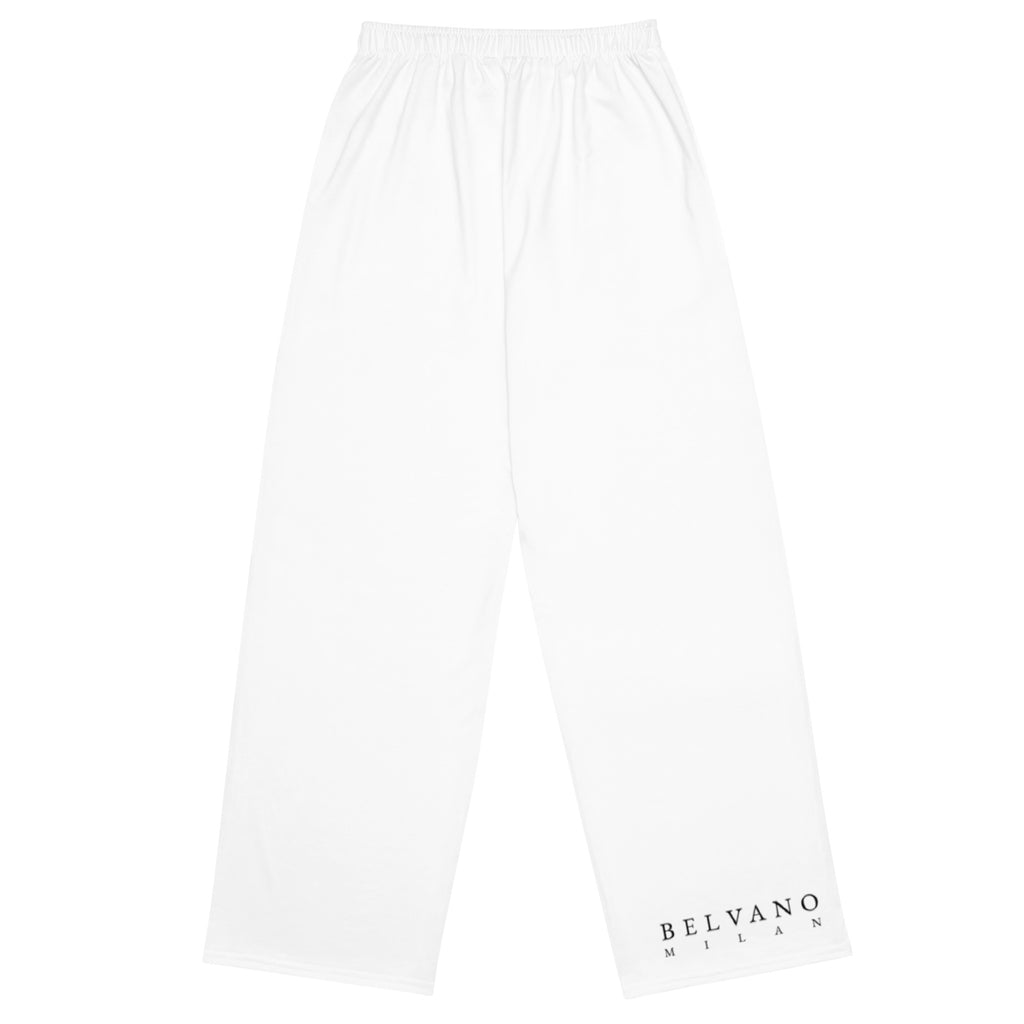 White All-over print unisex wide-leg pants - BELVANO Milan