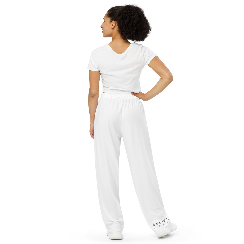 White All-over print unisex wide-leg pants - BELVANO Milan