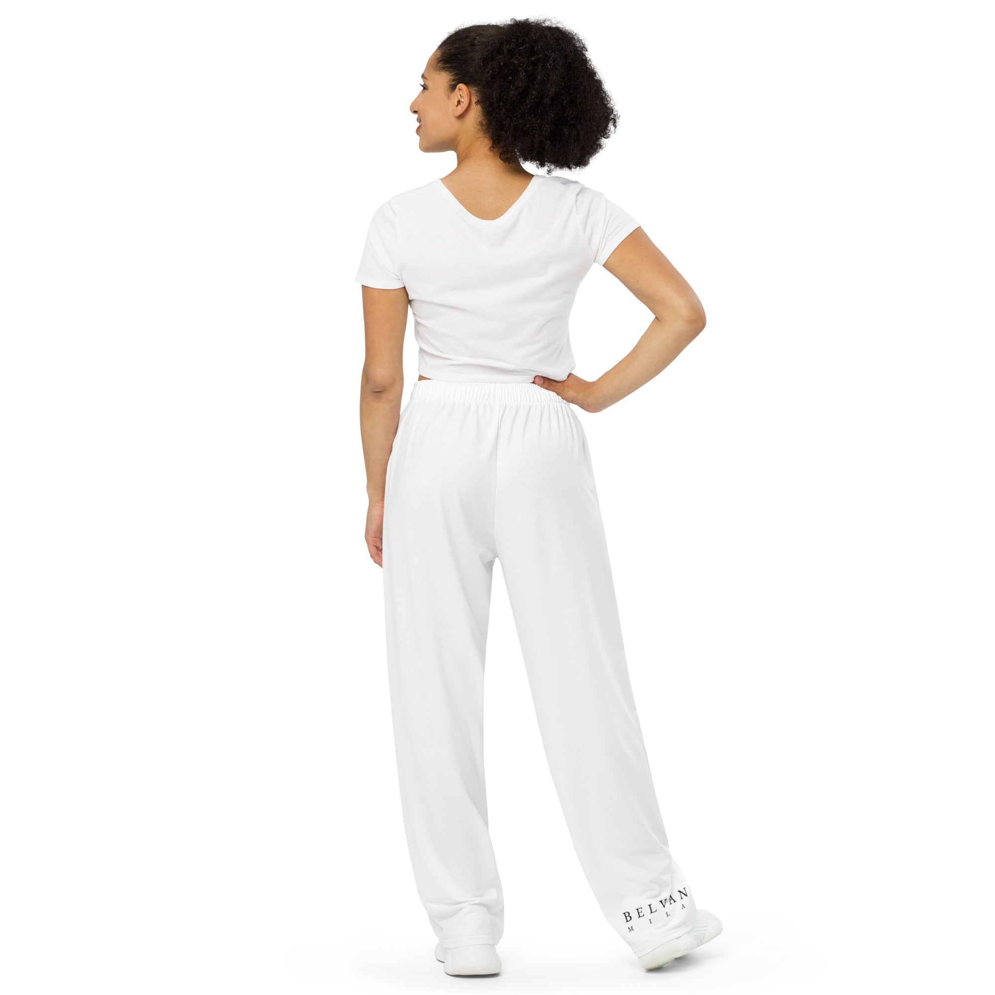 White All-over print unisex wide-leg pants - BELVANO Milan