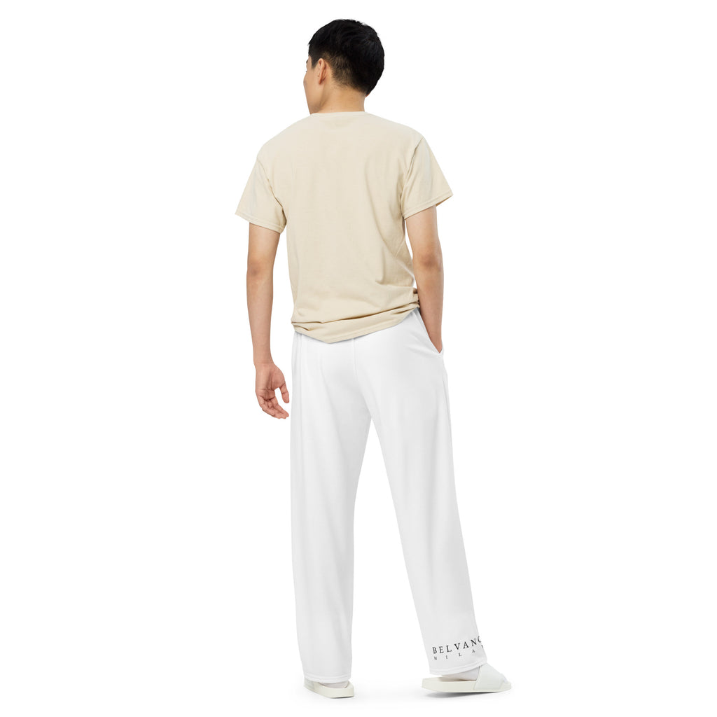 White All-over print unisex wide-leg pants - BELVANO Milan