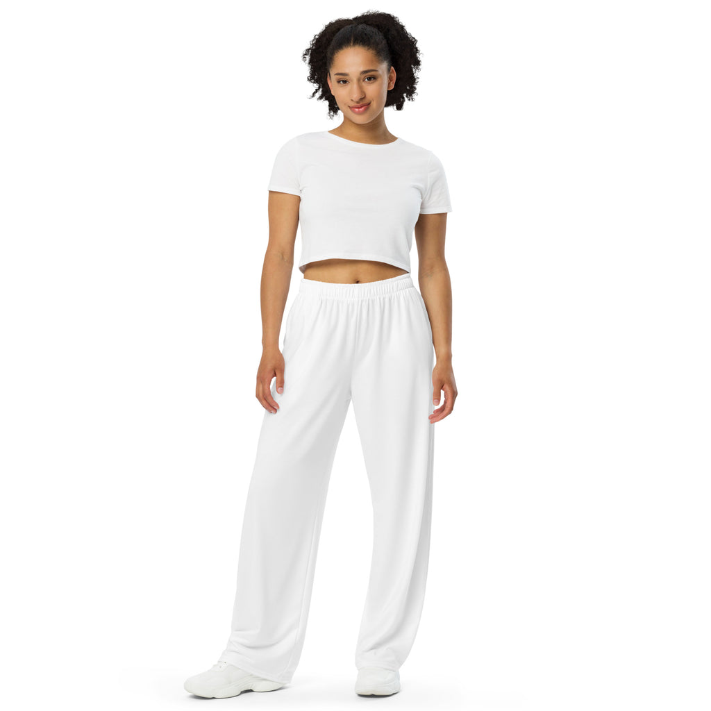 White All-over print unisex wide-leg pants - BELVANO Milan