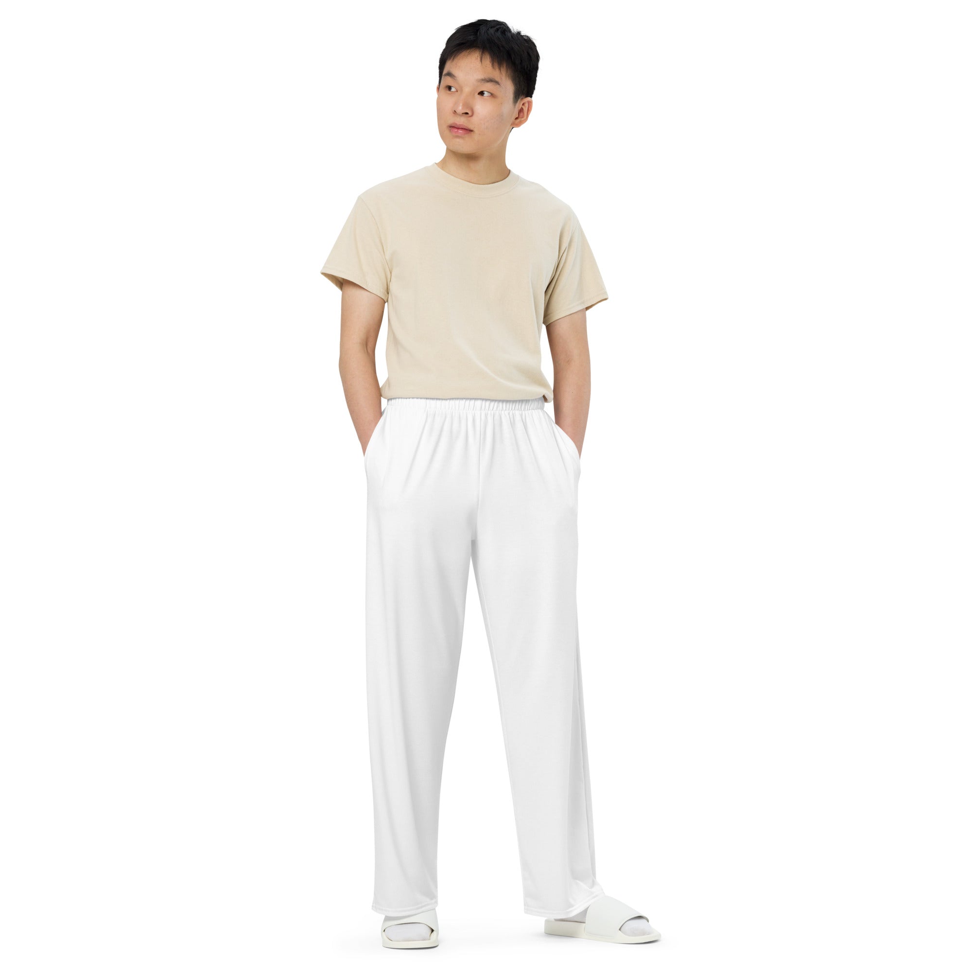 White All-over print unisex wide-leg pants - BELVANO Milan