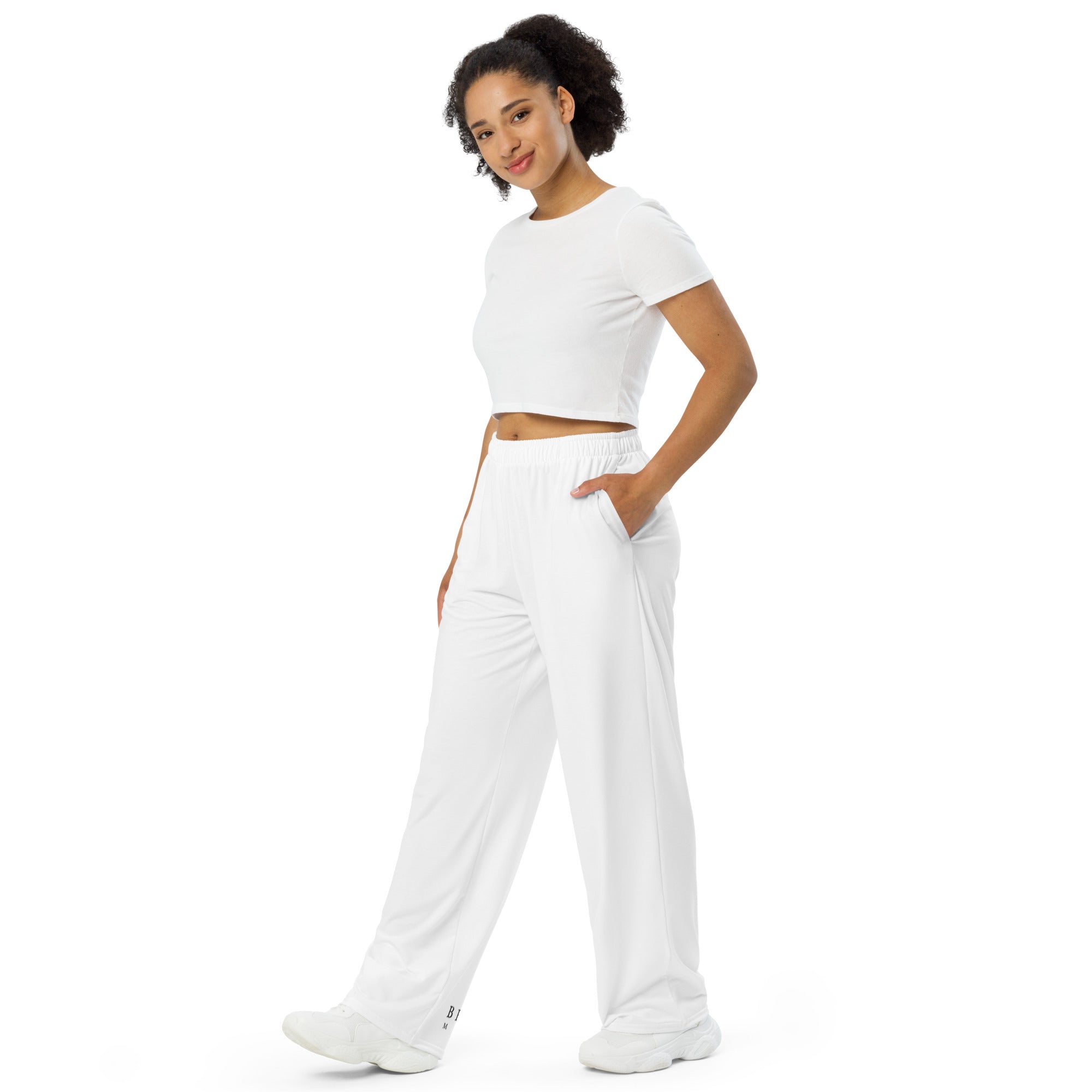 White All-over print unisex wide-leg pants - BELVANO Milan