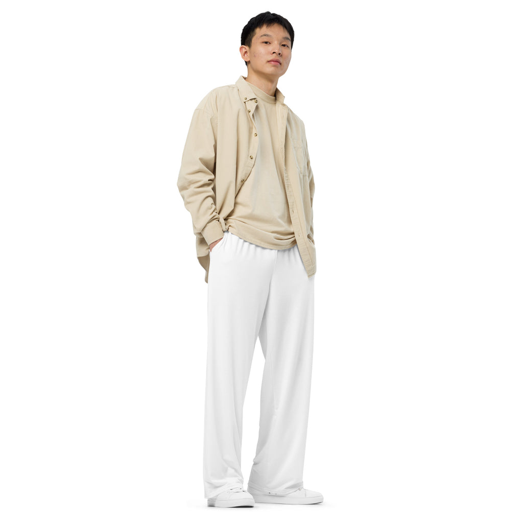 White All-over print unisex wide-leg pants - BELVANO Milan