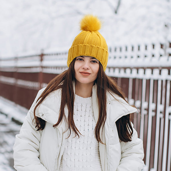 Lux Knit Beanie with Faux Fur Pom Pom
