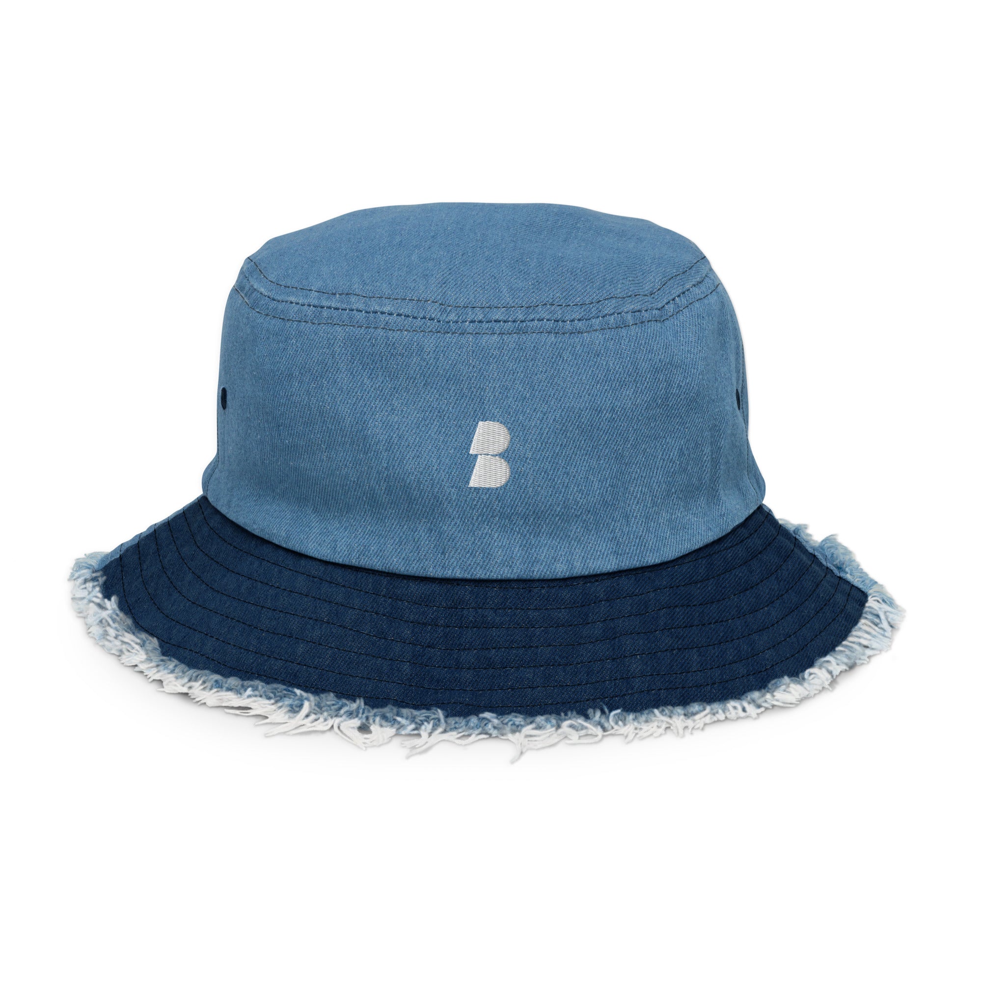 Blue Distressed denim bucket hat - BELVANO Milan