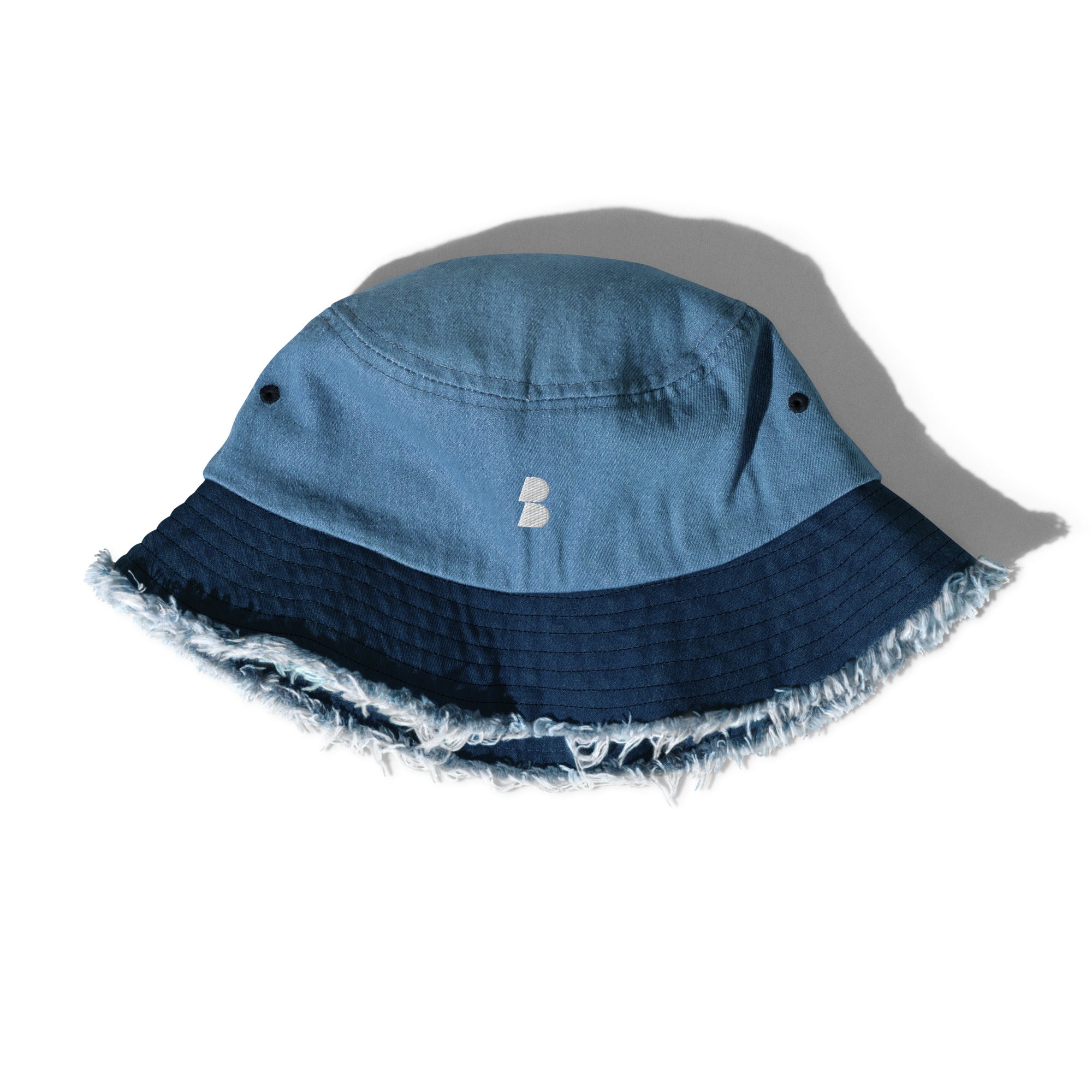 Blue Distressed denim bucket hat - BELVANO Milan