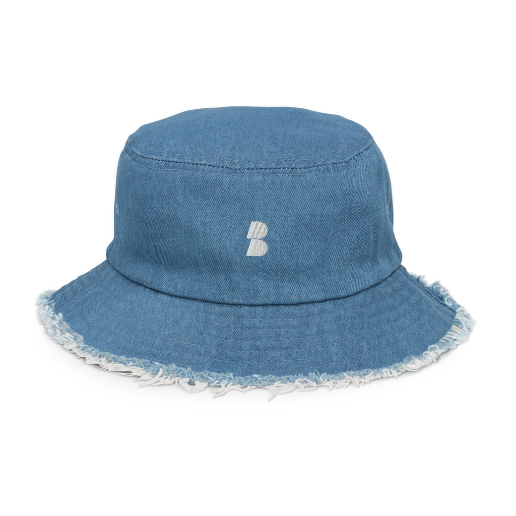 Blue Distressed denim bucket hat - BELVANO Milan