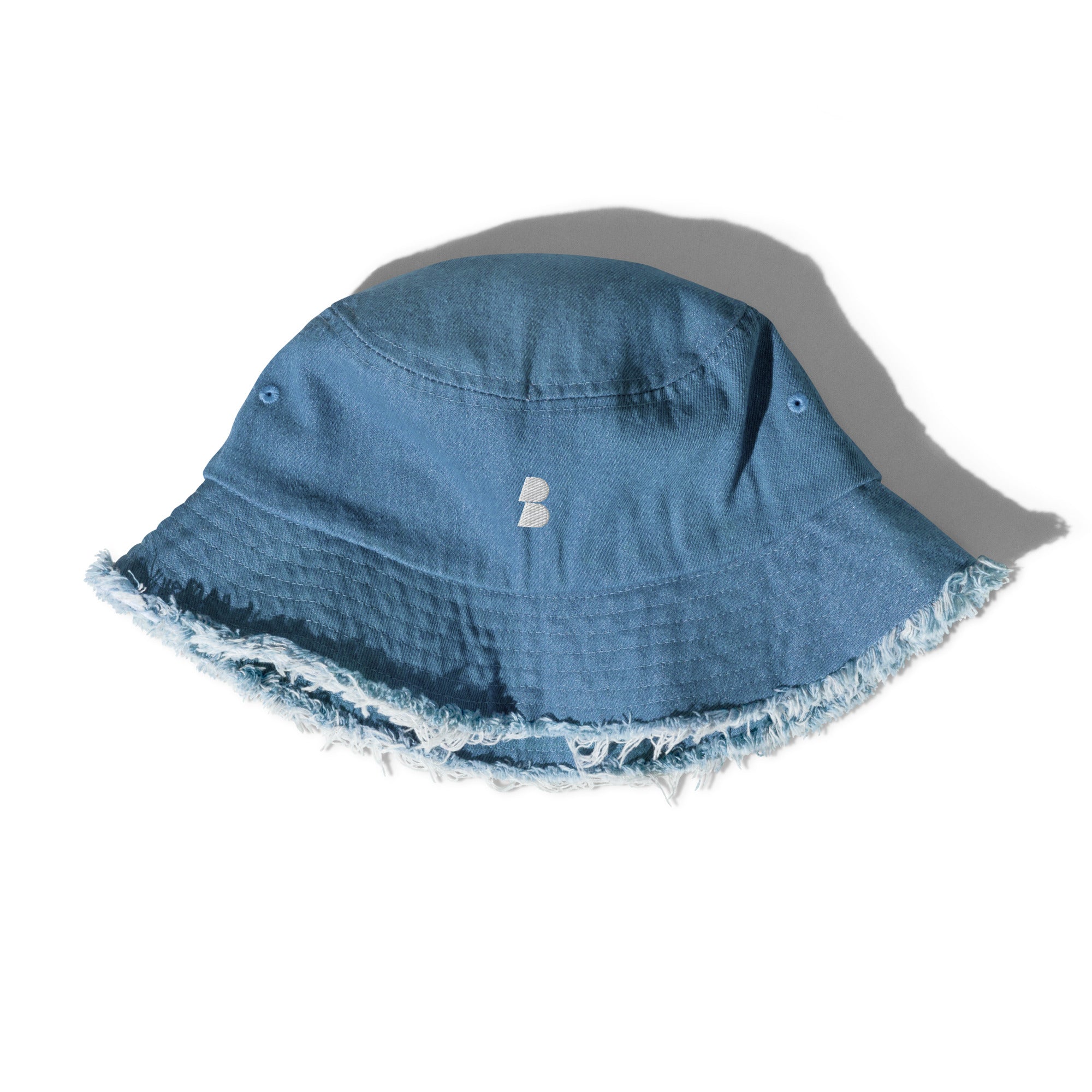 Blue Distressed denim bucket hat - BELVANO Milan