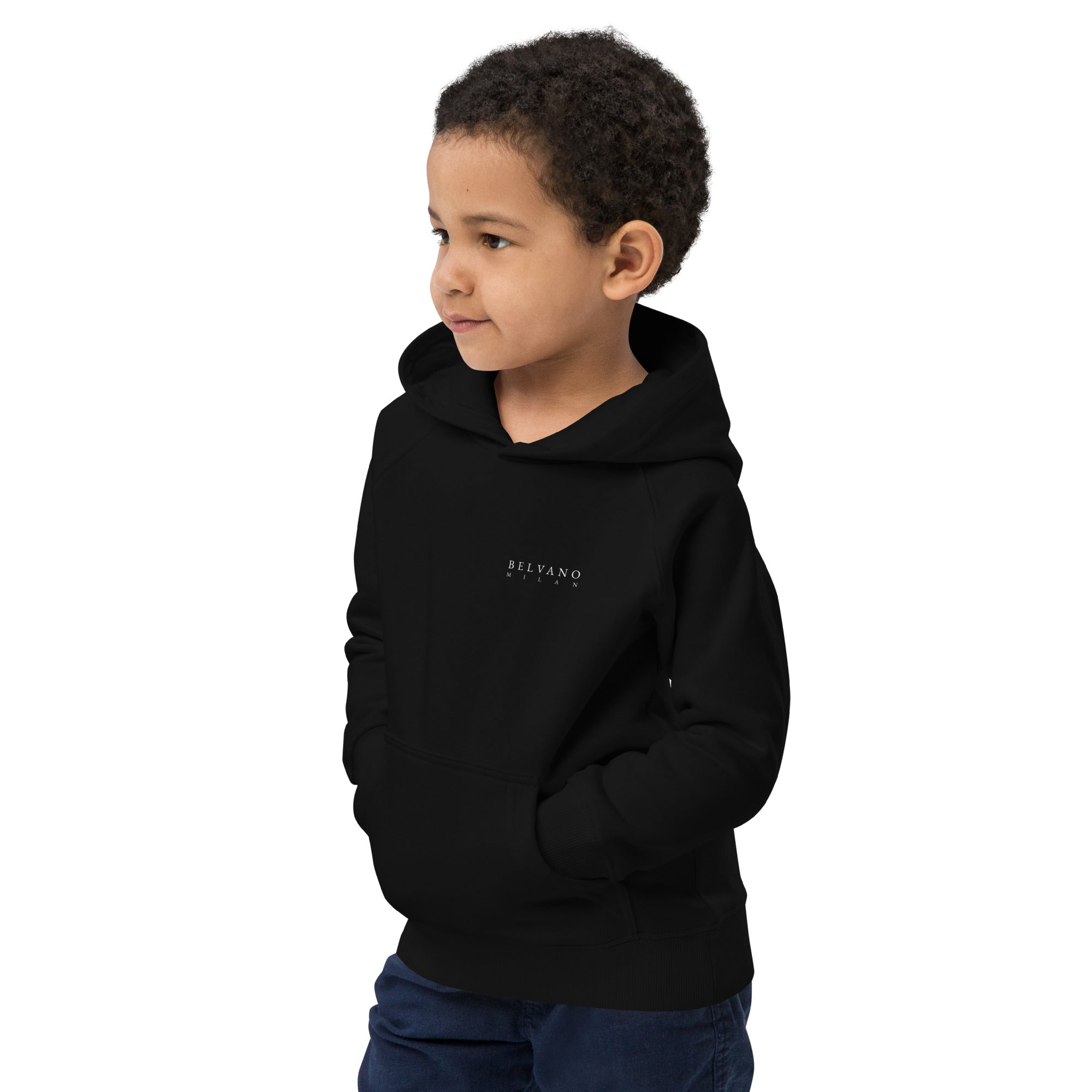 Black kids eco hoodie — BELVANO Milan
