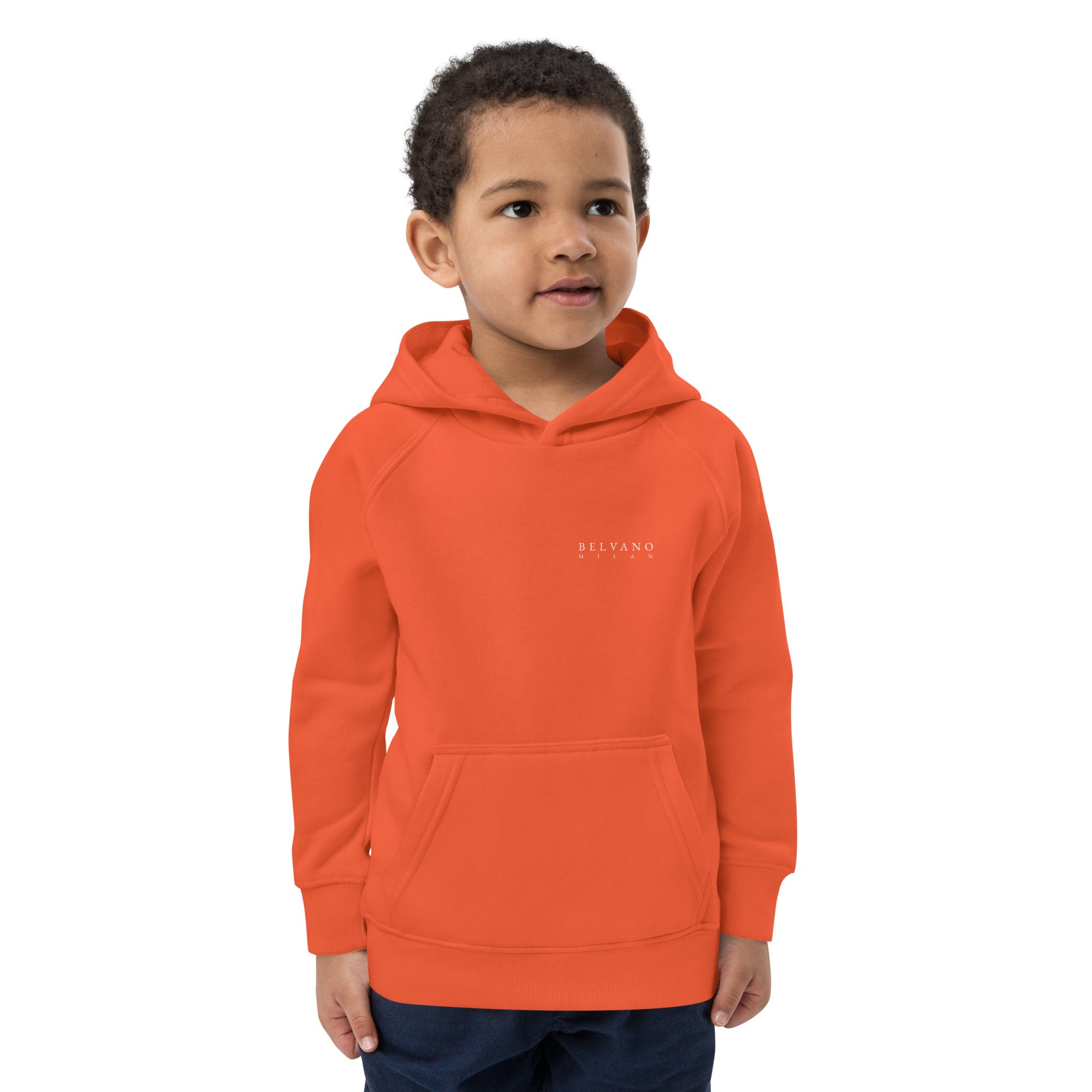 Burnt orange kids eco hoodie — BELVANO Milan
