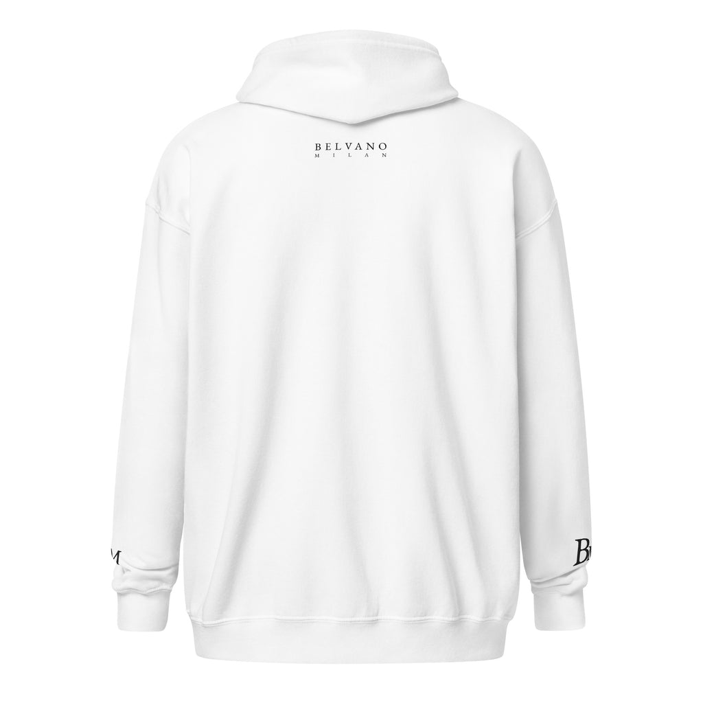 White Unisex heavy blend zip hoodie - BELVANO Milan
