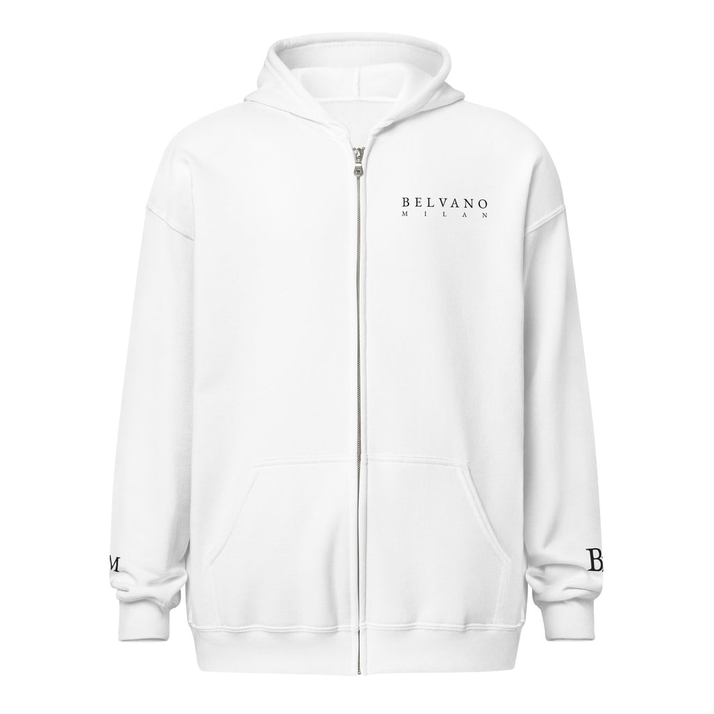 White Unisex heavy blend zip hoodie - BELVANO Milan