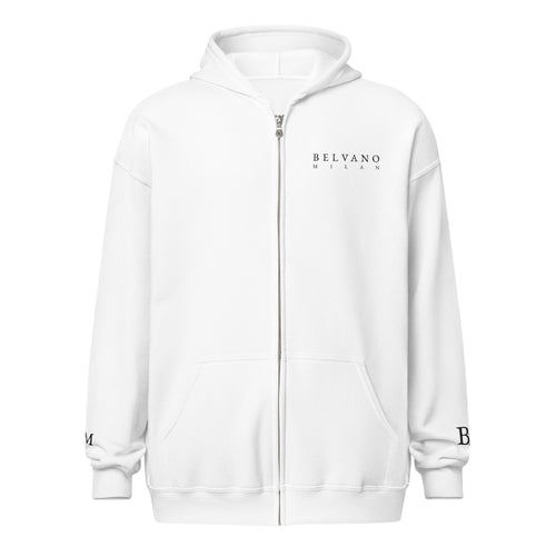 White Unisex heavy blend zip hoodie - BELVANO Milan