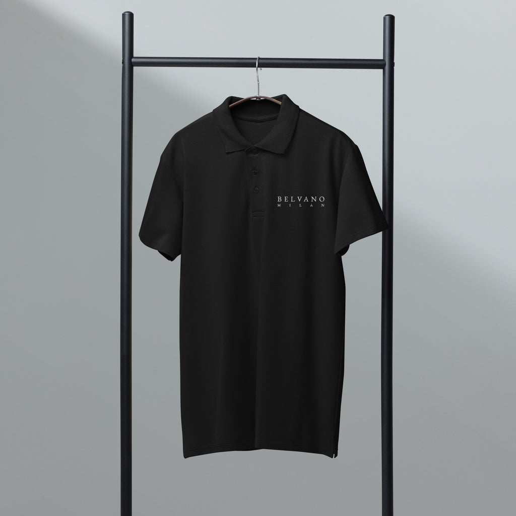 Black Premium pique polo shirt - BELVANO Milan