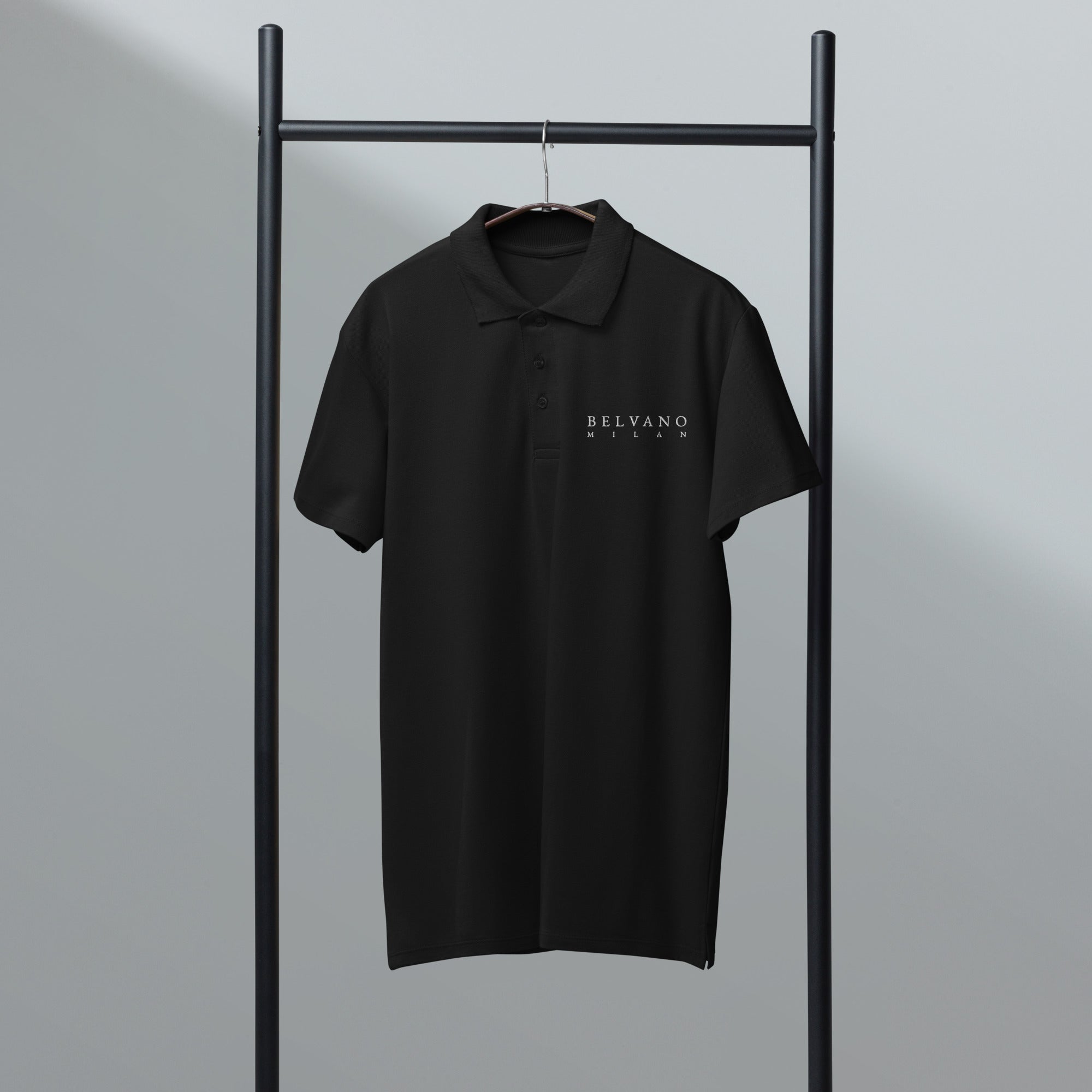 Black Premium pique polo shirt - BELVANO Milan