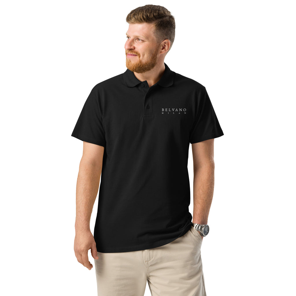 Black Premium pique polo shirt - BELVANO Milan
