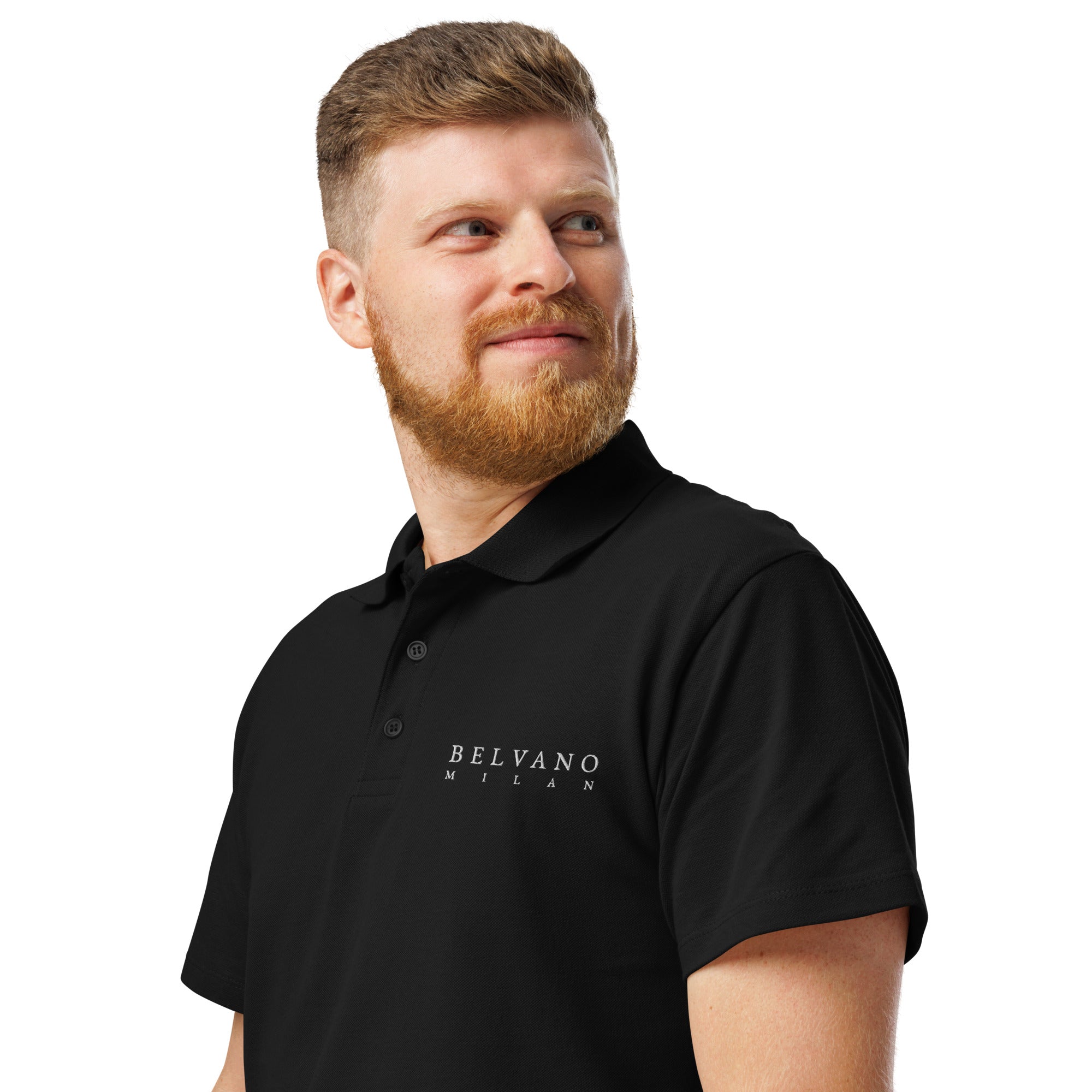 Black Premium pique polo shirt - BELVANO Milan