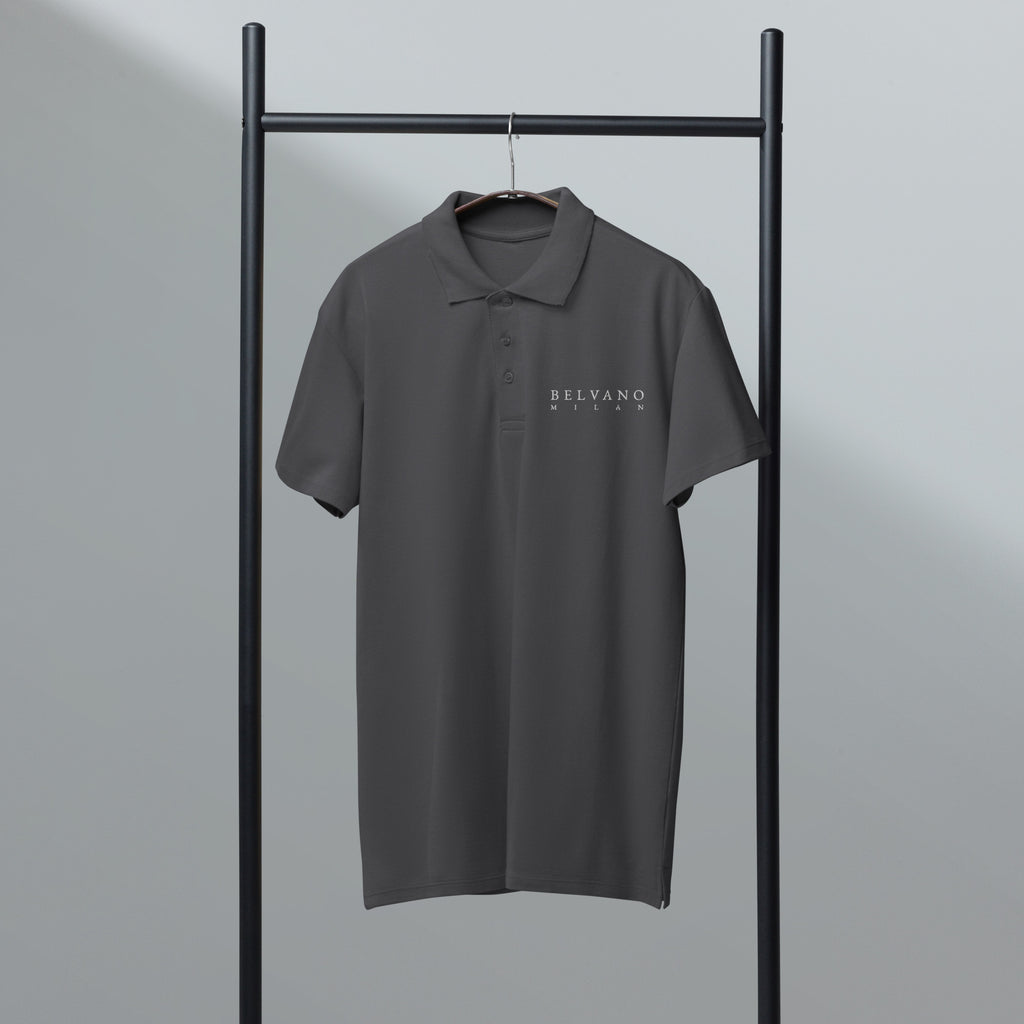 Mouse Grey Premium pique polo shirt - BELVANO Milan