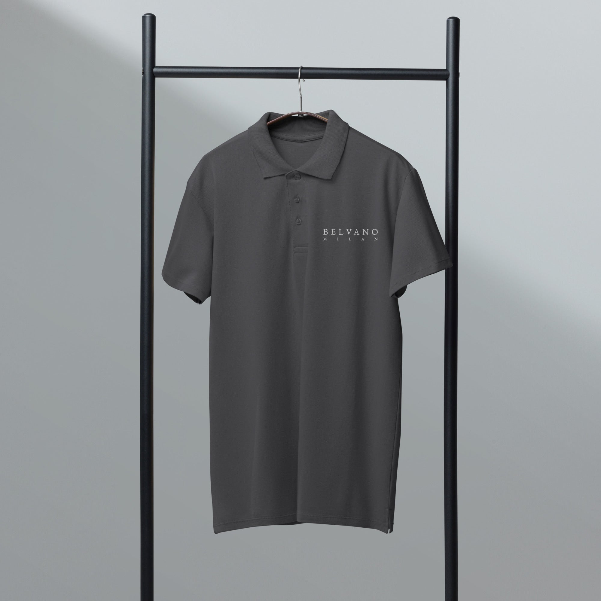 Mouse Grey Premium pique polo shirt - BELVANO Milan