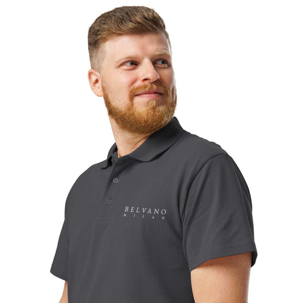 Mouse Grey Premium pique polo shirt - BELVANO Milan