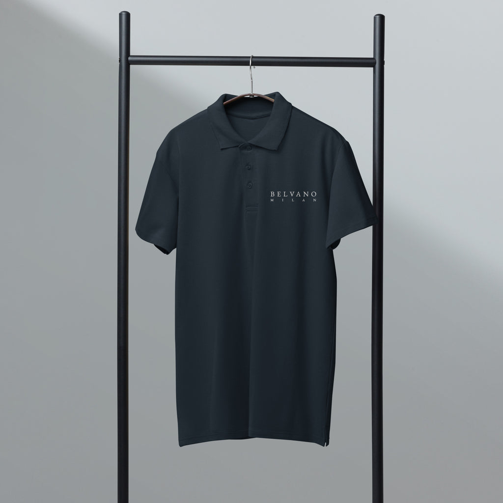 Navy Premium pique polo shirt - BELVANO Milan