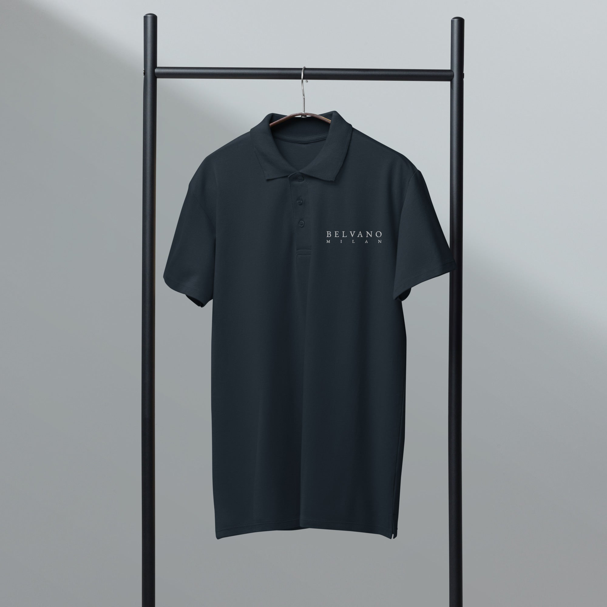 Navy Premium pique polo shirt - BELVANO Milan