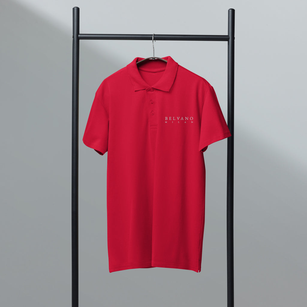 Red Premium pique polo shirt - BELVANO Milan