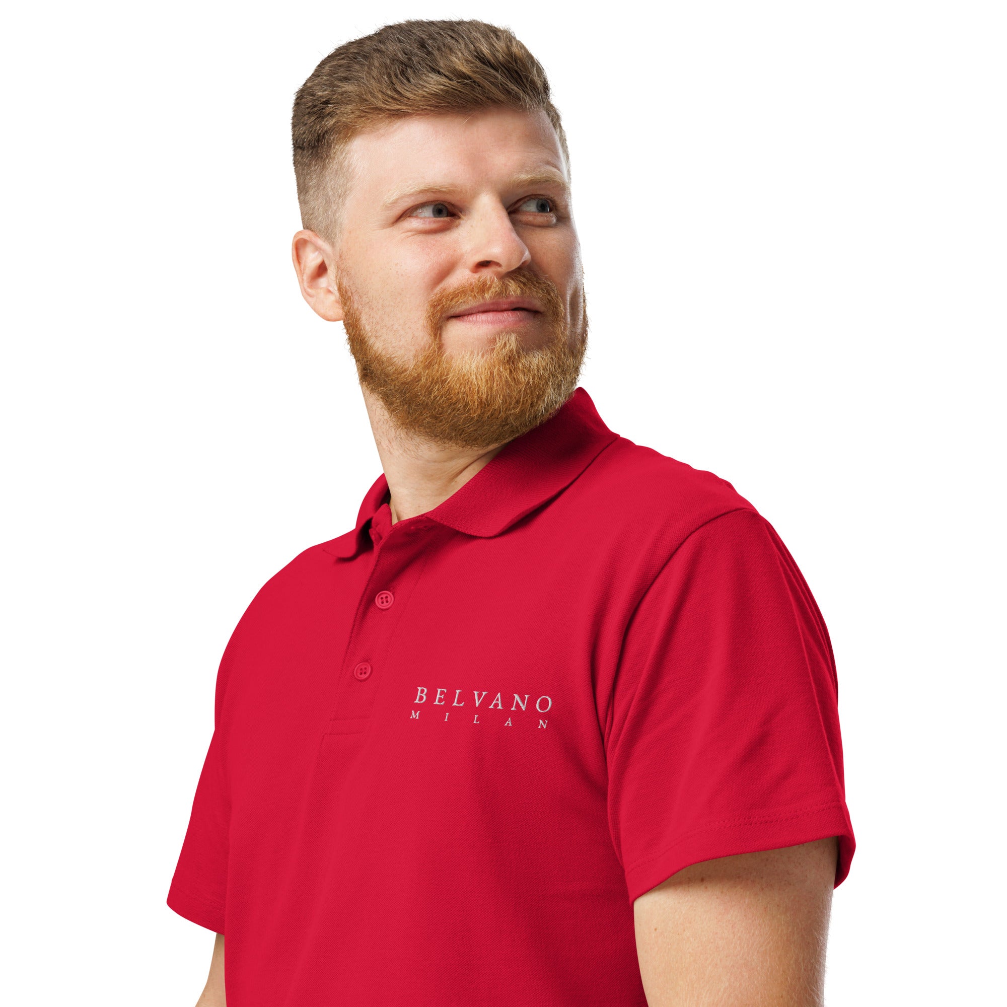 Red Premium pique polo shirt - BELVANO Milan