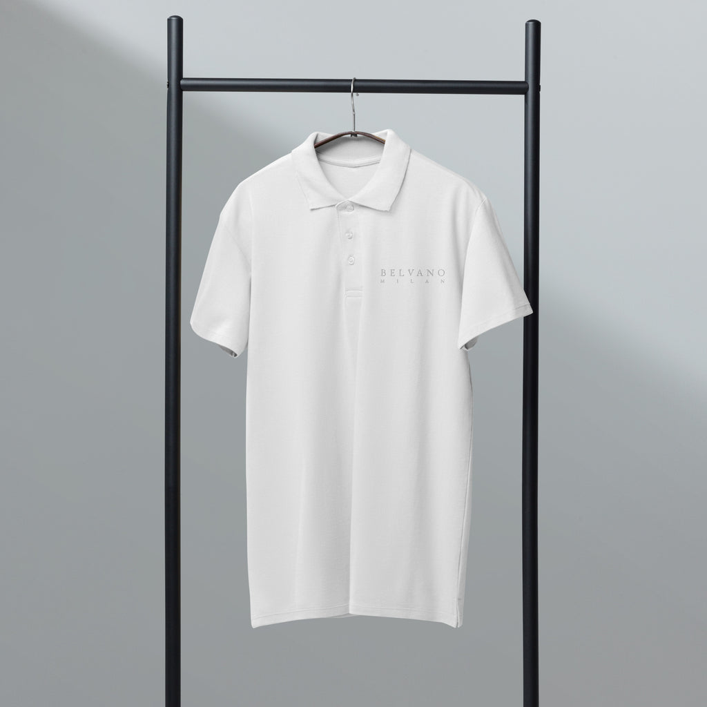 White Premium pique polo shirt - BELVANO Milan