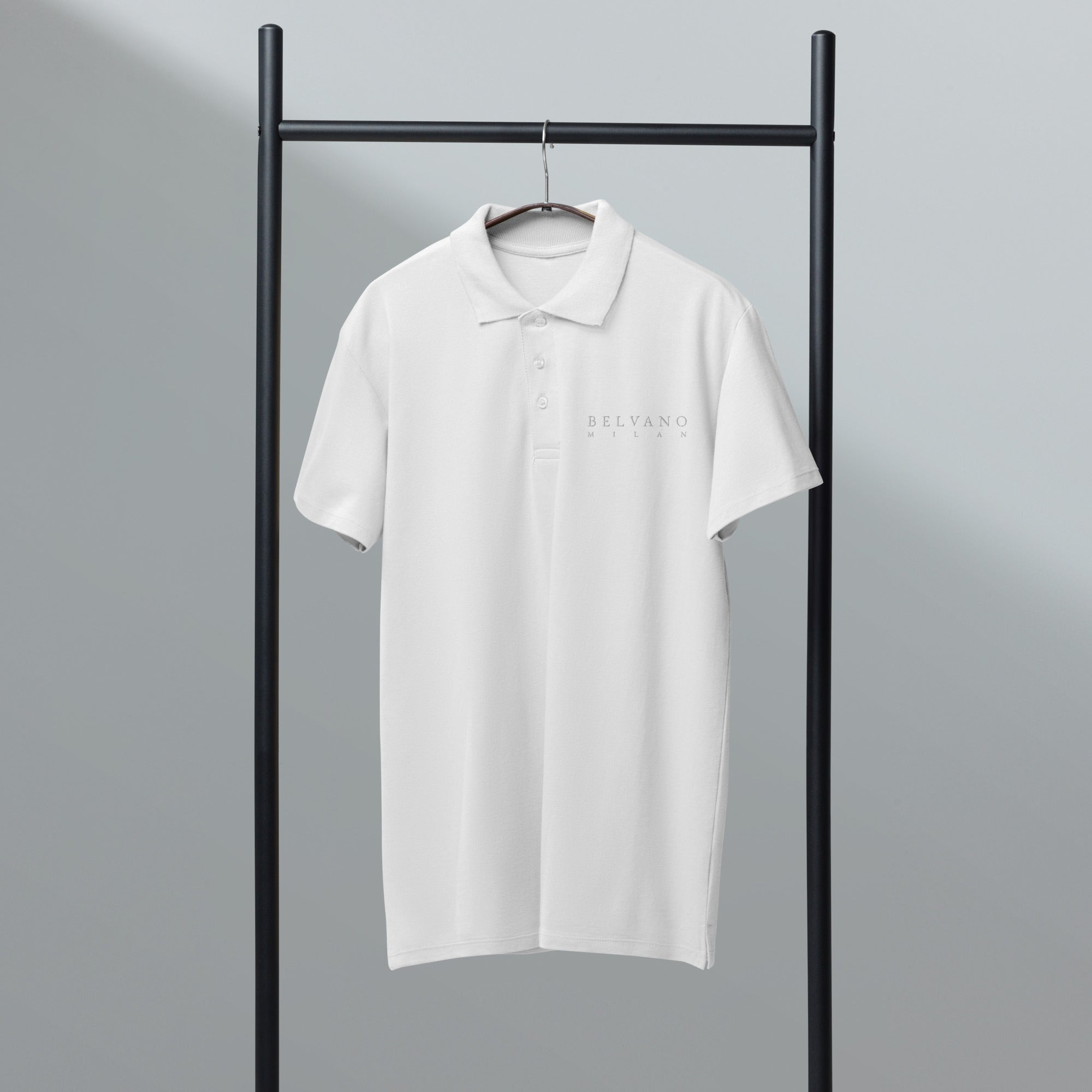 White Premium pique polo shirt - BELVANO Milan
