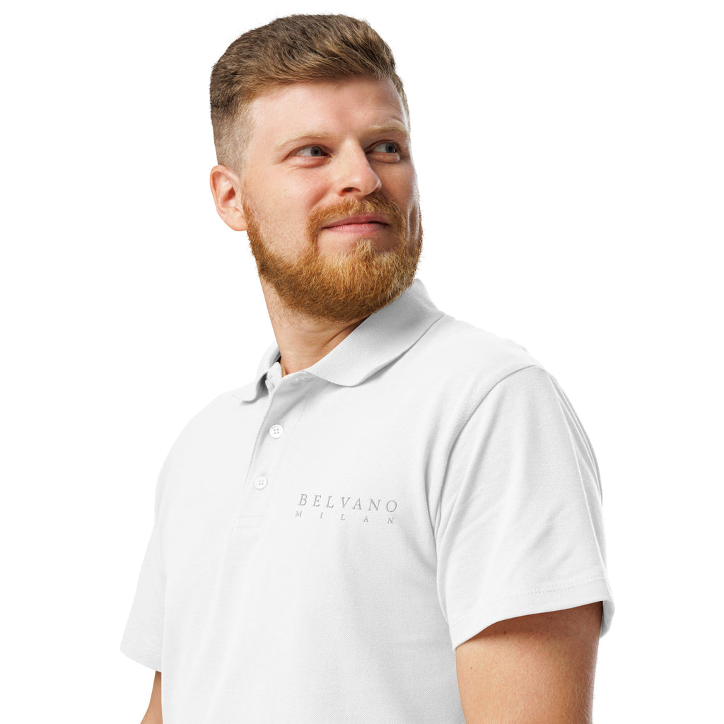 White Premium pique polo shirt - BELVANO Milan