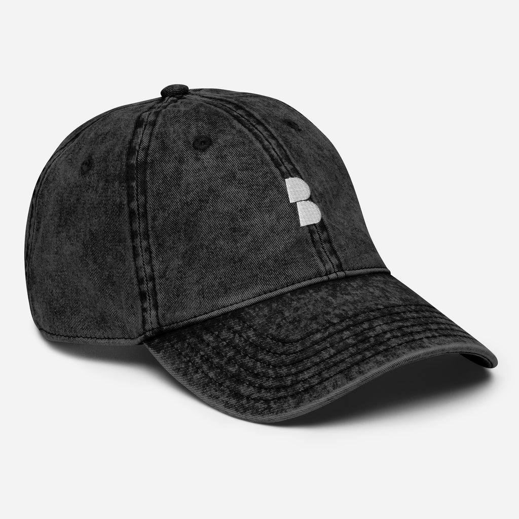 Black Vintage Cotton Twill Cap- BELVANO Milan