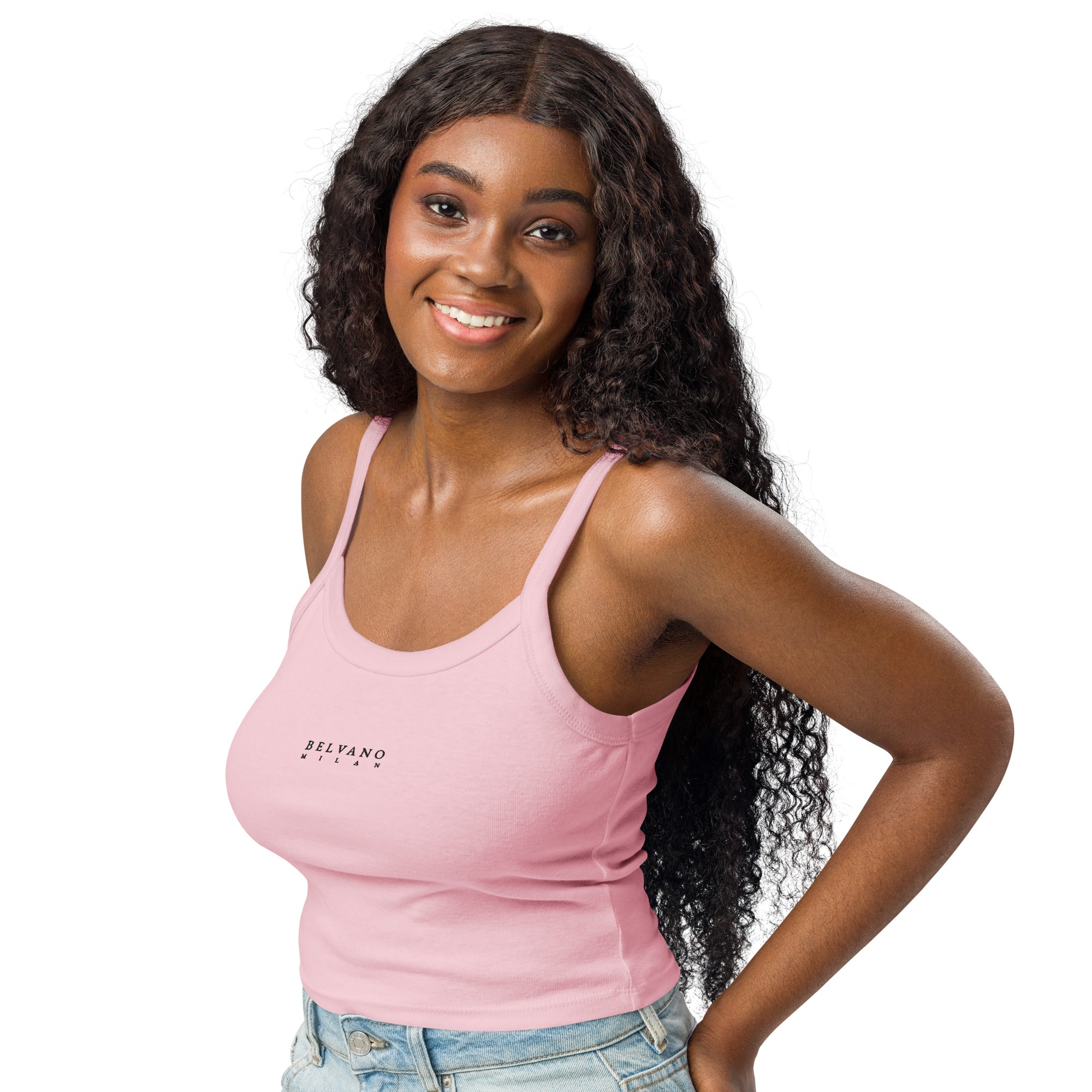 Pink Women’s micro-rib tank top - BELVANO Milan