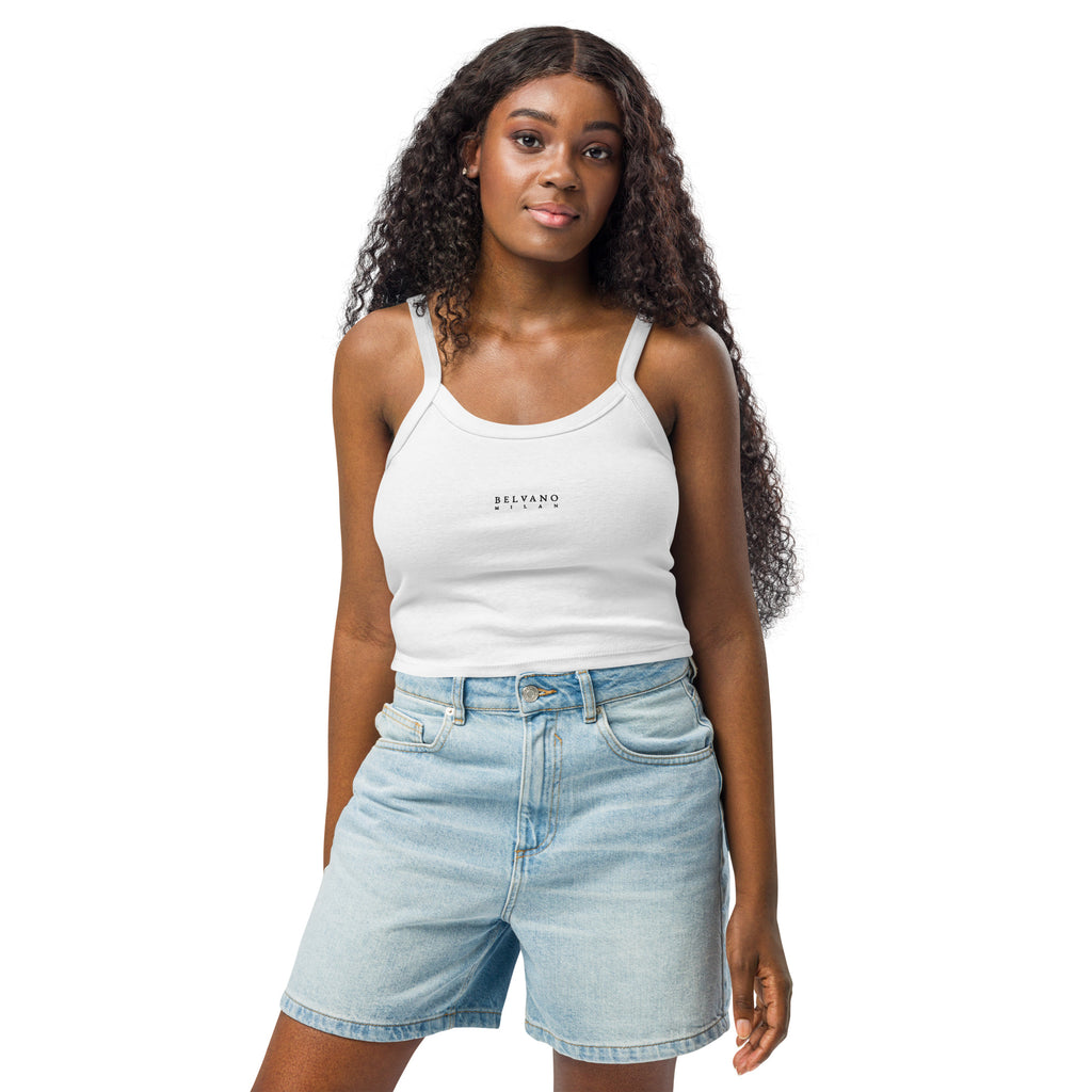 White Women’s micro-rib tank top - BELVANO Milan