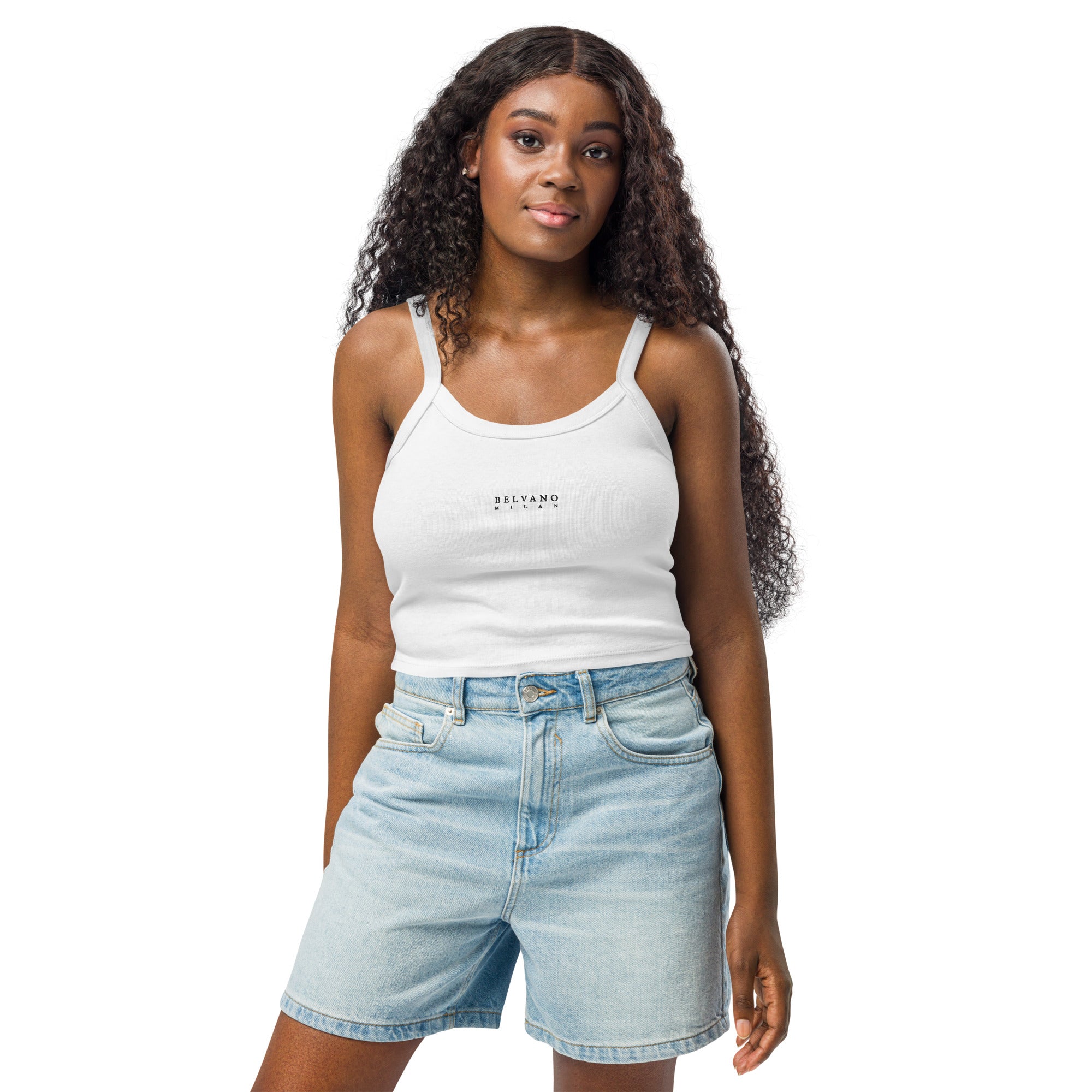 White Women’s micro-rib tank top - BELVANO Milan