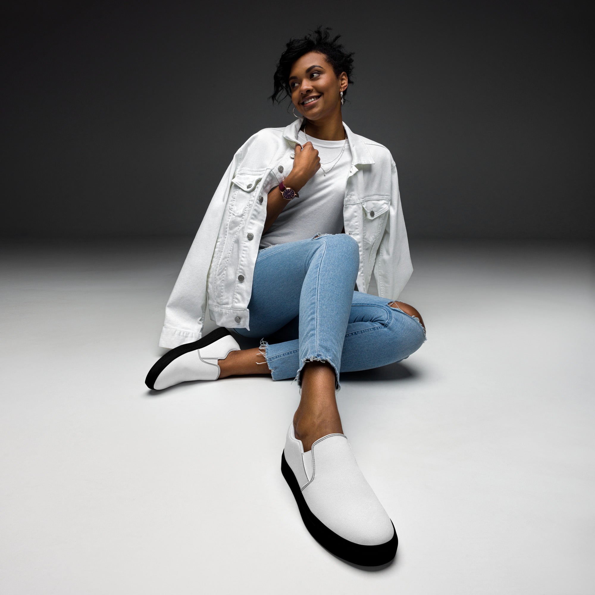 White Women’s slip-on canvas shoes - BELVANO Milan